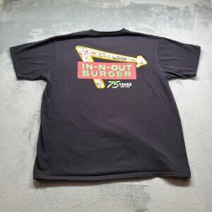 In-n-Out Burger 75 Years Graphic Black Tshirt Large Graphic Hit on Back Mn Sz XL
